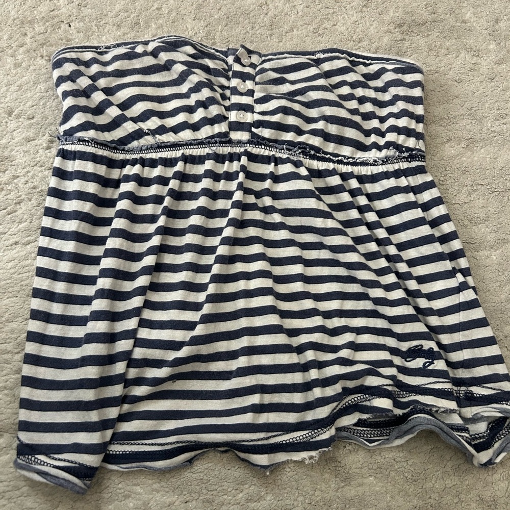 BDG babydoll Navy and White Stripe Strapless Tube Top